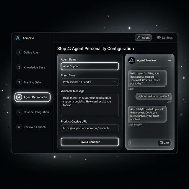 ClosedHand no-code AI agent setup wizard — configure personality, import products, go live in 2 minutes